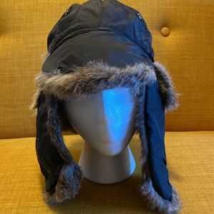 Black trapper rabbit fur and down Trapper hat in EUC.